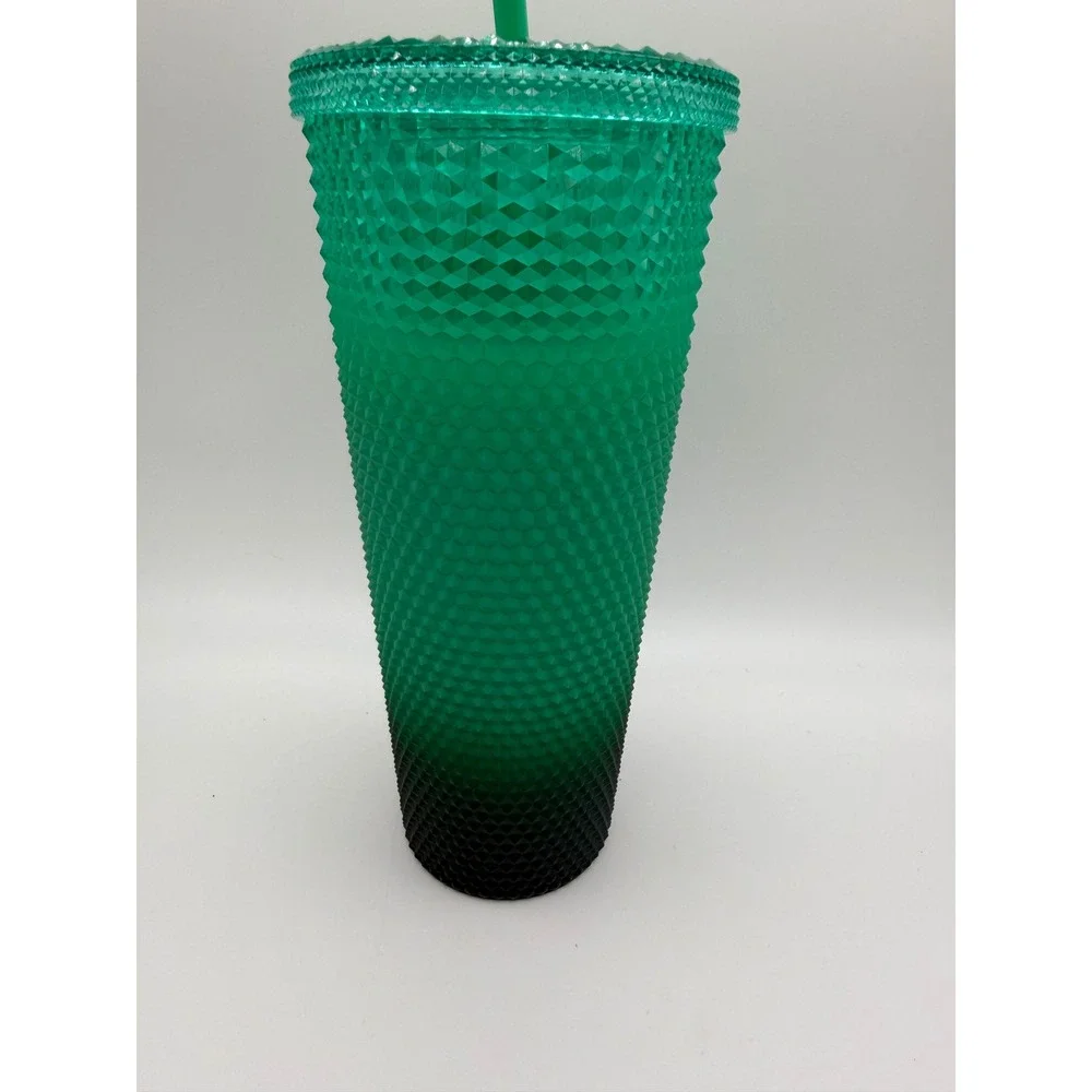 2021 Starbucks Green to Black Ombre Studded Cold Tumbler 24oz NEW With Straw